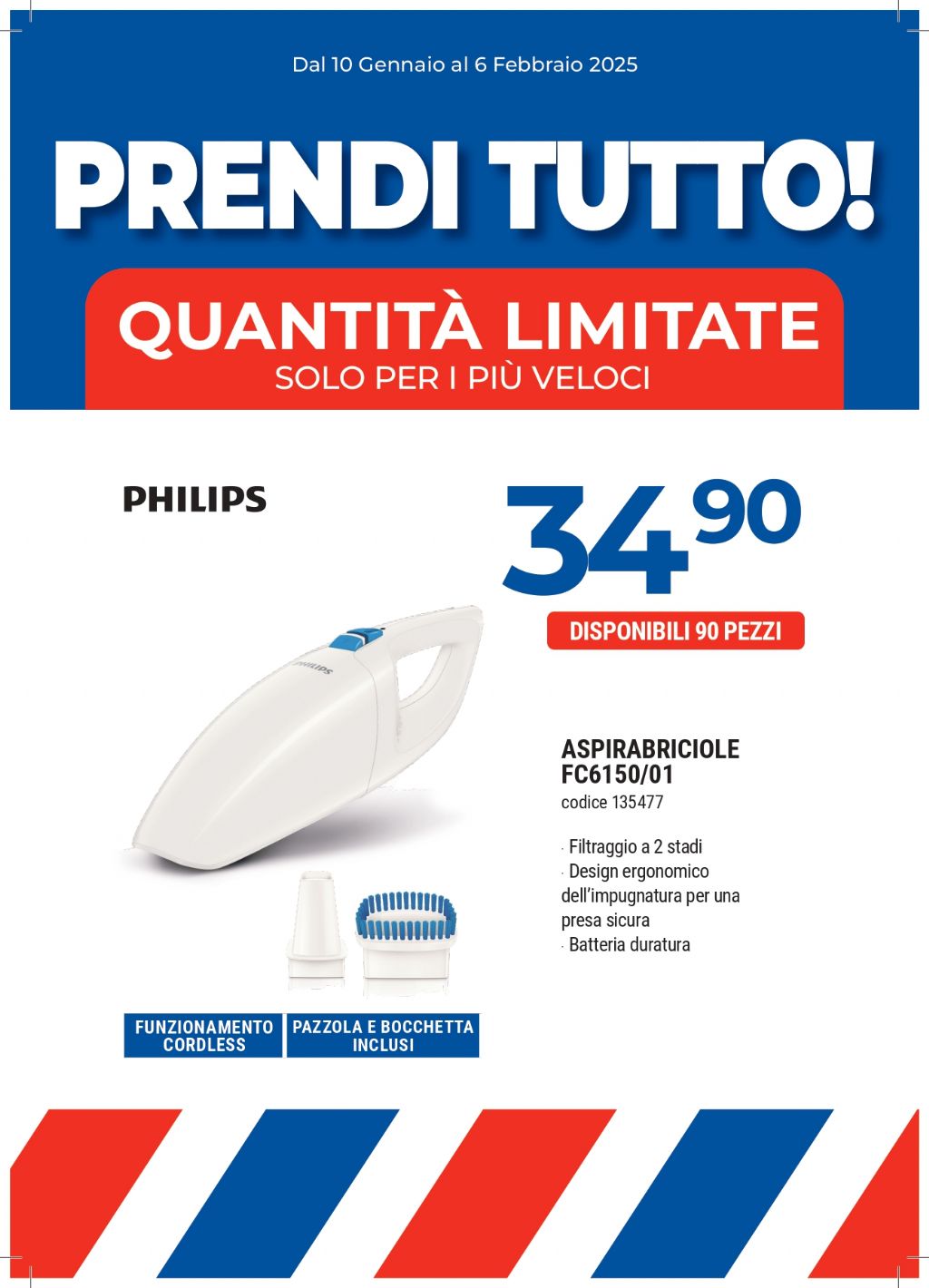 ASPIRAPOLVERE PORTATILE MINI PHILIPS FC6150/01